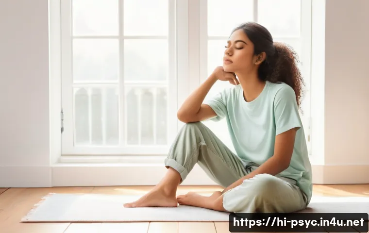 강박증 완화 기술 - **Prompt 1: Inner Peace Amidst Thoughts**
A young adult (18-25 years old) of South Asian descent...