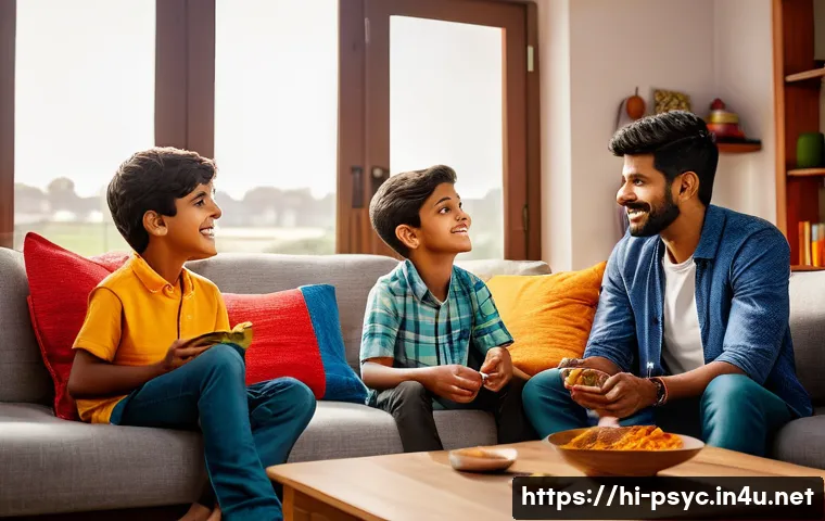 ADHD 치료 효과 비교 - A warm, inviting scene of a diverse family in a cozy Indian living room, showing understanding and s...