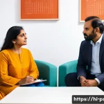 Home 21 정신과 상담 비용 - A professional counseling session in a modern therapy room designed for Hindi-speaking clients: a mi...