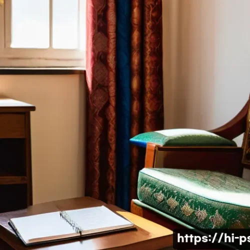Home 32 정신과 초진 절차 - A warm and calming therapy room designed for a Hindi-speaking mental health session, featuring a com...