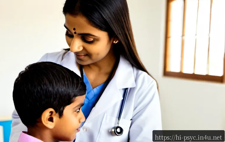 Home 17 ADHD 약물 치료 효과 - Photorealistic Indian pediatrician in a bright modern clinic calmly consulting with a fully clothed ...